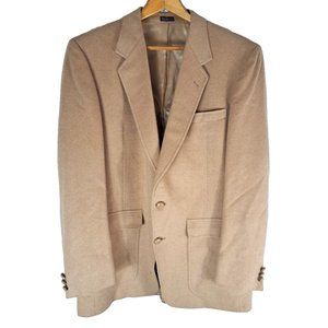 Mens Vintage Camel Hair Blazer  2 Button Saxony Hall Retro Tan Acadamia 44R